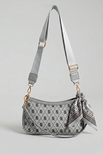 vagues Women's Hand and Shoulder Bag with Scarf Detail