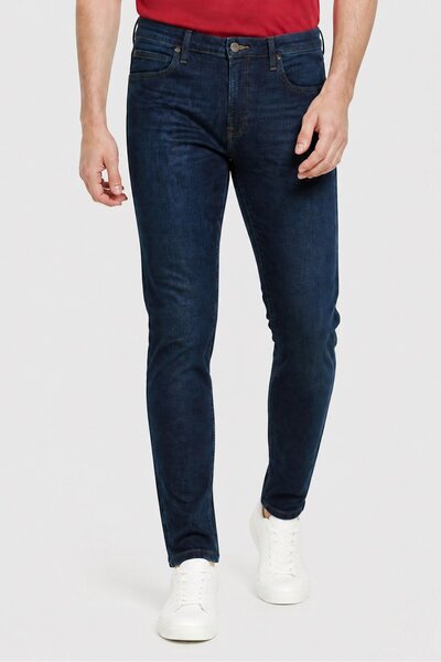 Lee Men Skinny Fit Medium Wash Stretchable Denim Jeans, Navy