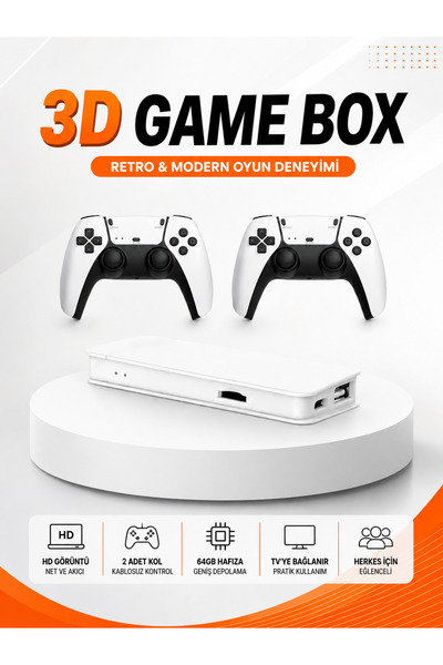 Lisinya 3D ve 4K Görüntü Kaliteli Çok Oyunculu Retro Oyun Konsolu -