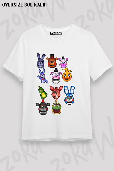 ZOKAWEAR Unisex Loose Fit Fnaf Five Nights V10 Printed T-Shirt