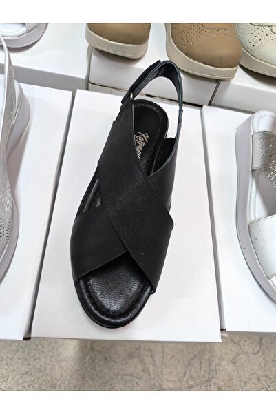 NZN Genuine leather 5 cm heeled soft padded cross sandals