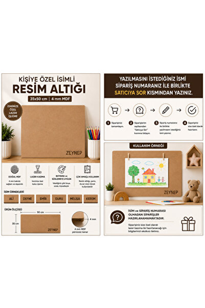 anonim Kişiye Özel İsimli Resim Altlığı(35*50 4mm mdf)