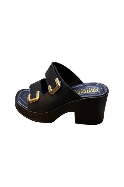 Shoes شبشب نسائي صيفي ذو نعل سميك وكعب سميك وحزام مزدوج