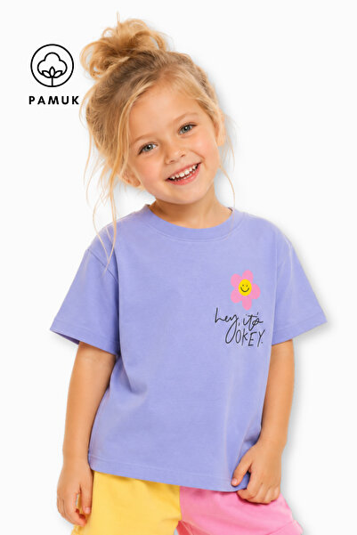 difa kids Tricou de vară pentru fete, cu mânecă scurtă, cu imprimeu floral