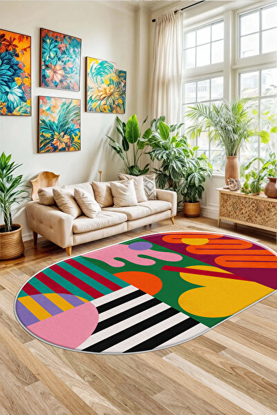 Hülya Home Salon Halısı Mutfak halısı Yolluk Geometrik İskandinav Eskitmeli D...