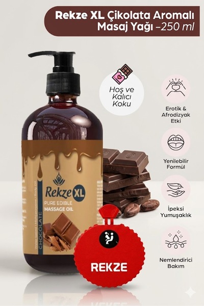Rekze XL Çikolata Masaj Yağı 250ml Yenilebilir Etkili Vücut Yağı Ve Erotica Ç...