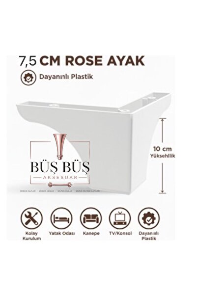 FAKİROĞLU PLASTİK Ilgaz Beyaz 7.5 cm Decorative Furniture Leg (Sofa, Cabinet,...