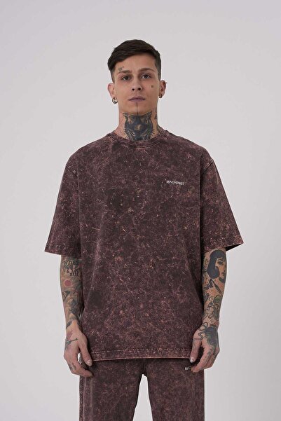 Machinist Tricou Basic Oversize pentru bărbați, lavabil, cu efect maro