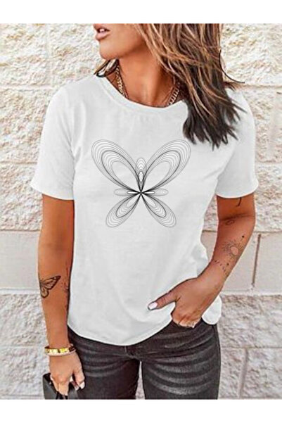 COZYWEAR Women's White Printed T-Shirt