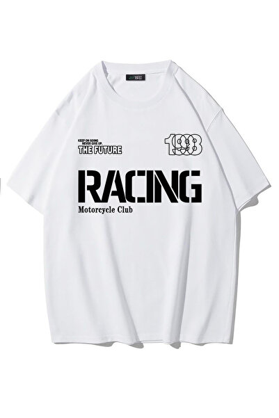 BRZ COLLECTION Unisex majica velikog kroja Racing Motorcycle Club (BELA)