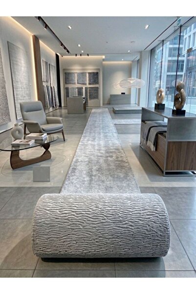 DMR Halıcılık Gri Aksu Fashion Kaymaz Tabanlı Kesme Salon Koridor Mutfak Yıka...