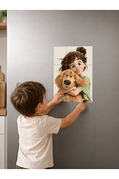 no26dekor 9 Piece Magnetic Puzzle 15X21 cm Uv Printed Mdf Magnet Children's E...
