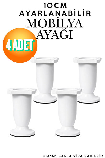 KAYRA LEATHER CRAFT Yonca White Furniture Leg 10 cm - Adjustable Plastic Sofa...