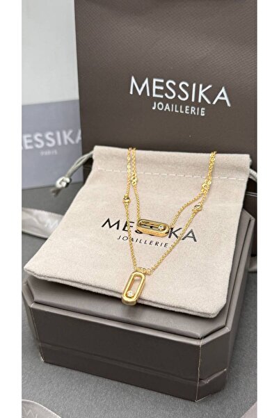 Generic Luminous Multicolored Crystal Necklace on a Gold Chain