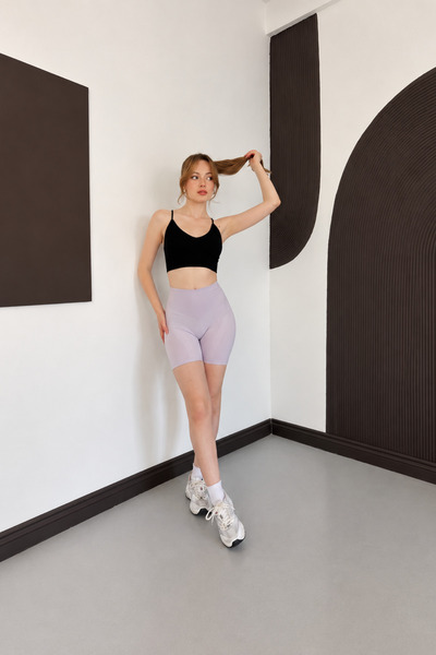 Asfaha Fashion Kadın Yüksek Bel Fitilli Toparlayıcı Kısa Tayt