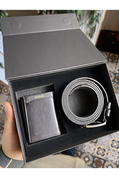 LETERRA Genuine Leather Mechanical Wallet & Leather Belt Set