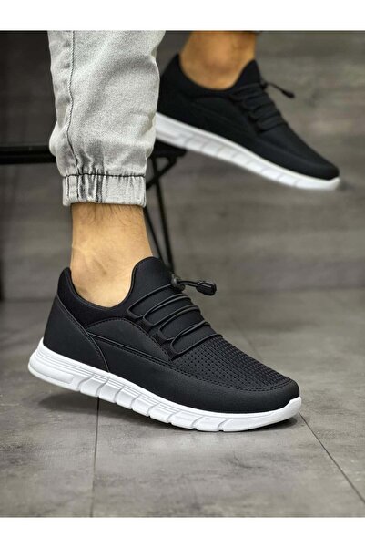 Byterre Black and white men's knitwear casual sports shoes