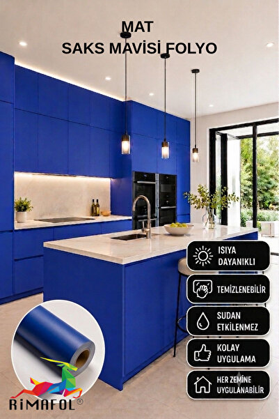 RİMAFOL Mat Saks Blue Adhesive Kitchen -Cupboard and Furniture Covering Foil