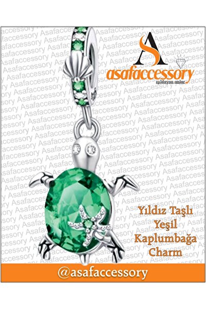 asaf Green Turtle Charm with Star Stones |   Asafaccessory