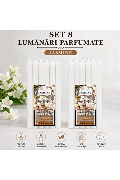 OEM Set 8 Lumânări Parfumate Jasmine, Albe, Aromă de Iasomie, pentru Casă, De...