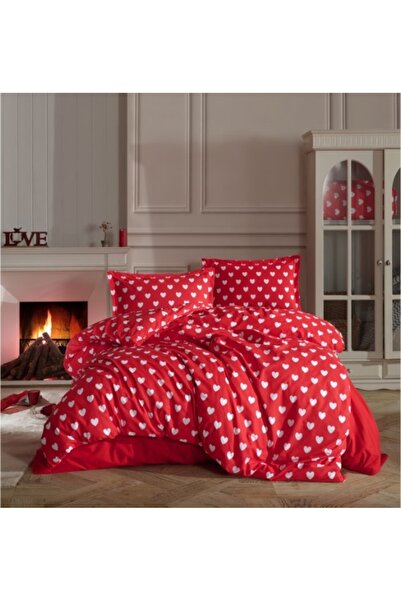DENİZLİ ÇEYİZ Clasy Single Ranforce Duvet Cover Set Amor Red