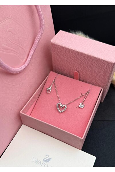 Generic Heart-Shaped Necklace with Sparkling White Stones