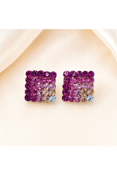 Amanda Luxury Pink Ombre Crystal Earring Women's Earrings with Sparkling Crys...