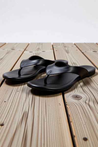 BENERLY Flip-flops de damă din piele artificială cu toc plat, talpă termoplas...