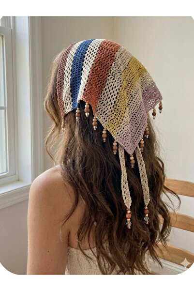 ANKABAYB Women's Ecru Lace Summer Tie-On Hair Bandana