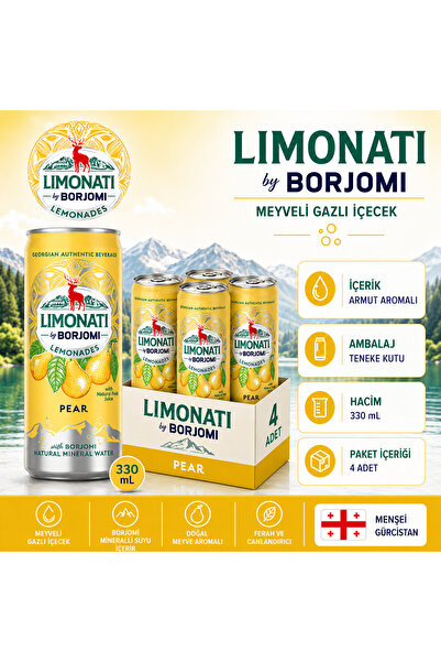 borjomi Limonati Armut Aromalı Limonata Teneke Kutu 330 ML x 4