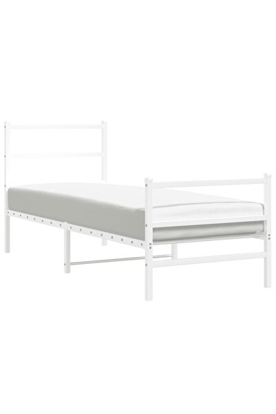vidaxl Cadru de pat metalic cu tăblie de cap/picioare alb, 80x200 cm