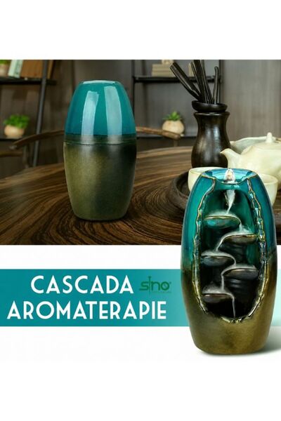 SINO FORTA NATURII Suport conuri parfumate backflow fantana, maro-verde