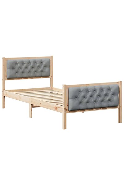 vidaxl Cadru de pat Gri deschis 90 x 190 cm Lemn de pin masiv