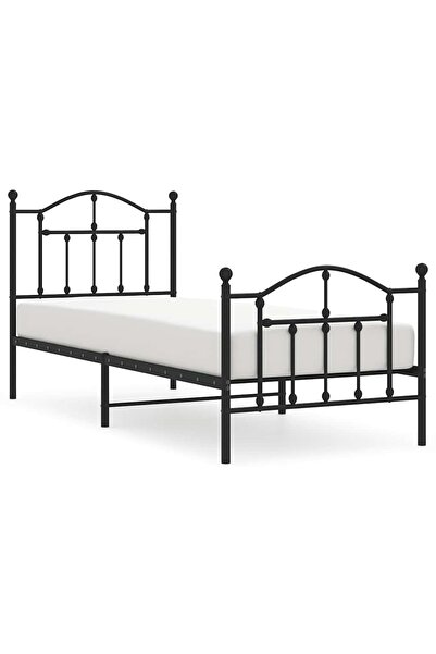vidaxl Cadru pat metalic cu tăblii de cap/picioare, negru, 90x200 cm