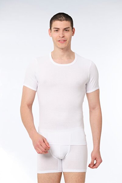 FSM1453 Men's Cotton Thin Camisole Short Sleeve Undershirt 6-Piece - 496