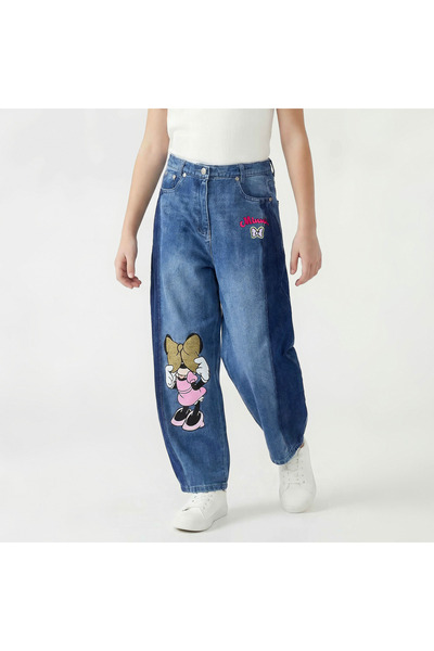 Disney Mid Rise Jeans with Minnie Mouse Print