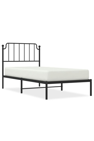 vidaxl Cadru pat metalic cu tăblie, negru, 90x200 cm