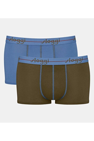 SLOGGI Σετ 2 τεμαχίων ανδρικών μποξεράκια Start Hipster, μονόχρωμα, Χακί/Κυαν...