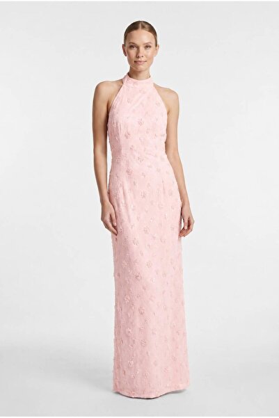SpringStore Pembe Halter Yaka Payet İşlemeli Abiye