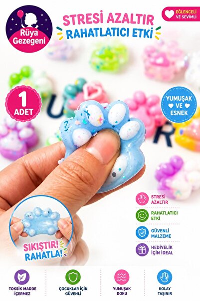 Rüya Gezegeni 1 Adet Mini Kedi Patisi-Yapışabilen Sukuşi - Squishy Pati- Muht...