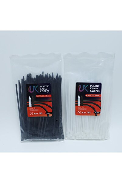 Beyaz Plastik Kablo Bağı Plastik Kelepçe Cırt Klips 3.6x150mm 100 Adet