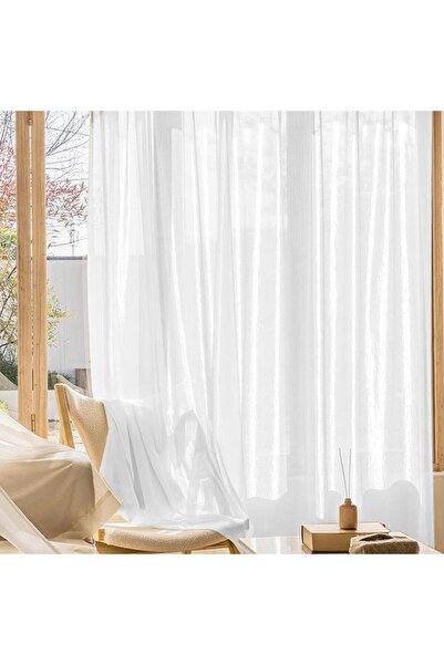 ArasyaHome Perdea Delhi Voal cu Textura Lucioasa Alba