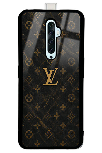 Spoyi Oppo Reno 2Z Black Mermer Gold LV Tasarımlı Glossy Telefon Kılıfı