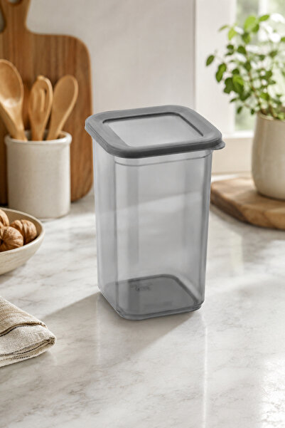 DolphFin Kare Saklama Kabı 1300 ml Eko Kapaklı Plastik Şeffaf Mutfak Düzenleyici