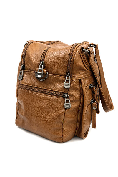 Sanmorris Double Handle Multi-Compartment Washed Leather Women's Crossbody Sh...