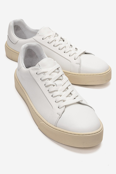 Ataköy Ayakkabı Erkek Hakiki Deri Klasik Sneakers Ayakkabı Beyaz