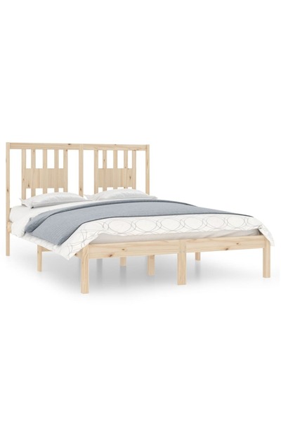 vidaxl Cadru de pat dublu, 135x190 cm, lemn masiv