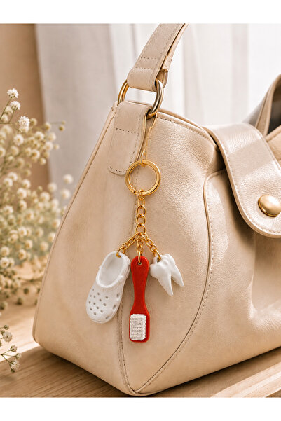 Eyiser Store Dentistry Themed 3-Piece Bag Charm and Keychain - Slippers, Toot...
