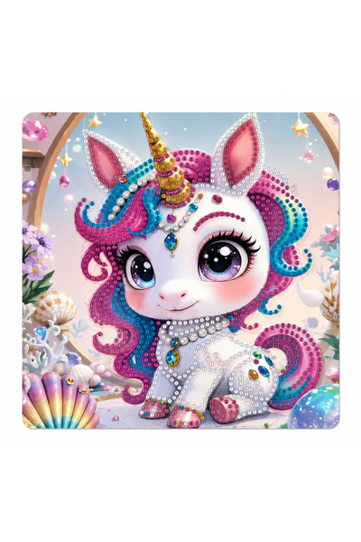 iğne izi Hı Stone 5D Elmas Taş İşleme Kiti Tablo 20x20 cm Unicorn Desenli