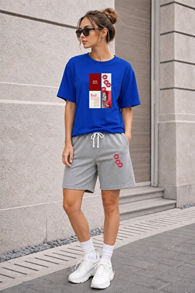 orwen life est. 2022 Set de tricou și pantaloni scurți oversize cu imprimeu p...